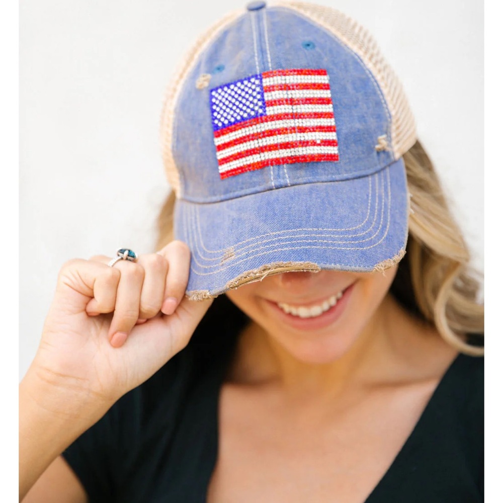 Grand Old Flag Patch Hat Adjustable Size Women's. - image 1